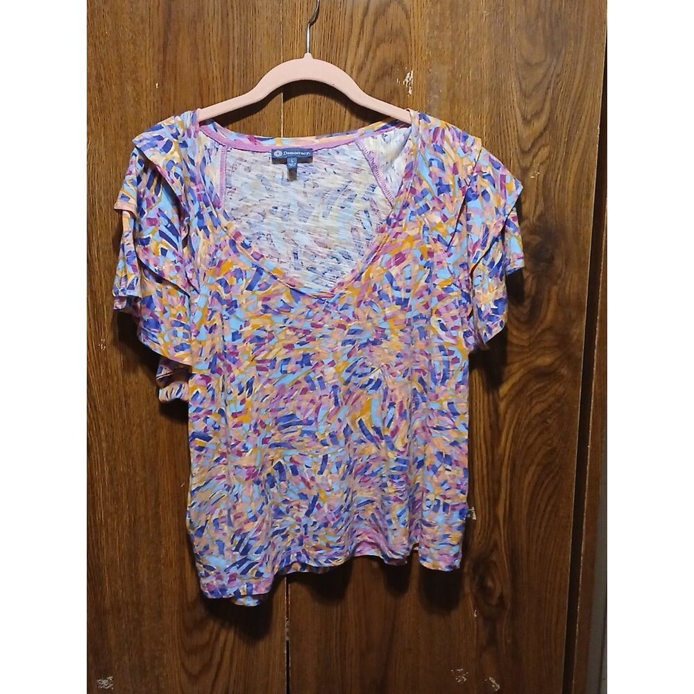 Democracy Women’s Size L Multicolored Blouse - EUC - Orchid Bloom